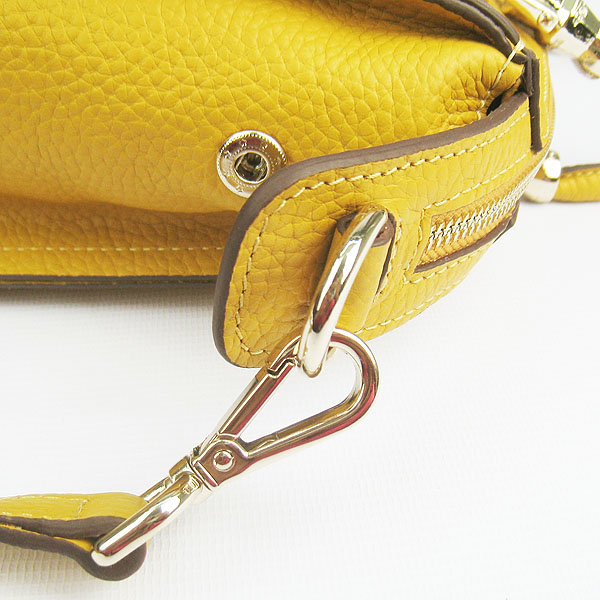 Replica Hermes New Arrival Double-duty leather handbag Yellow 60669